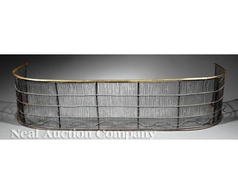 Federal Brass and Wirework Firescreen, c. 1800, h. 10 1/4 in., w. 44 1/2 in., d. 15 in     