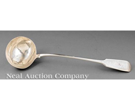 William IV Sterling Silver Soup Ladle, William Eaton, London, 1835, mark reg. 1828, downturned fiddle typt handle, l. 13 3/4 