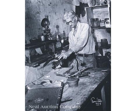 Theodore "Fonville" Winans (American/Louisiana, 1911-1992), "Woodworker", 1939, vintage silver gelatin print, signed and date