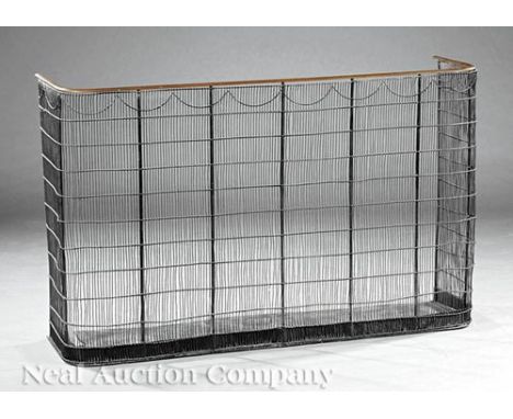 Large Brass and Wirework Firescreen, 19th c., h. 30 in., w. 48 1/4 in., d. 12 in     