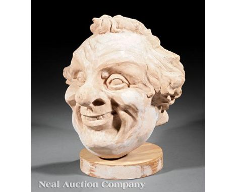 Contemporary Maquette of "Pineapple Man", ceramic on wood base, unfinished, by Bob Gaston, after the Charles Briton costume d