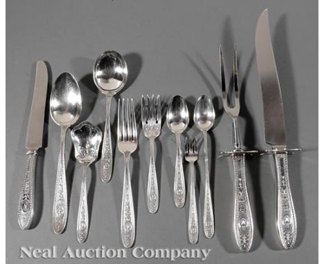 American Sterling Silver Flatware Service, International Silver Co. "Wedgwood" pattern, pat. 1924, incl. 12 each: forks (l. 7