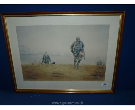 A limited edition Print of a shooting scene by Ros Goody, no. 595/600 (1985).
