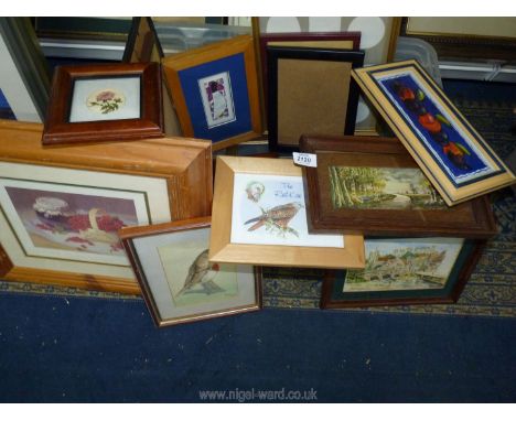 A quantity of Prints to include 'Summer fruits' by Sheila Fairman and The Red Kites, photo frames, framed Watercolour by K. E