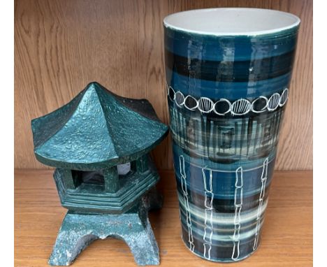 A Rumney pottery vase together with a solar light