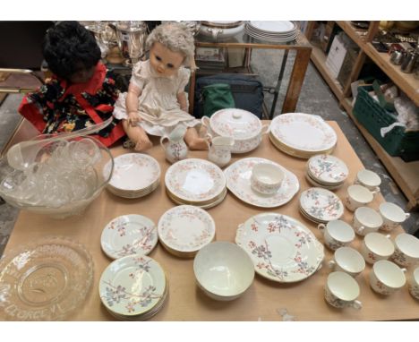 A Royal Albert for all seasons part dinner service together with a berry pattern part tea set, punch bowl and glasses and two