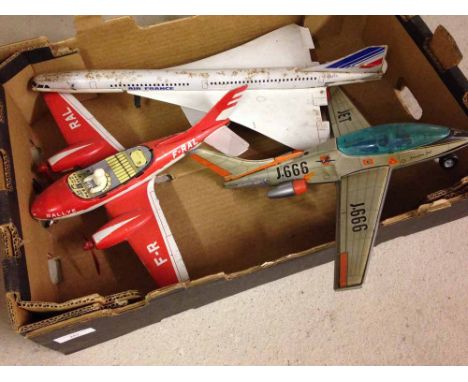 3 vintage tinplate aeroplanes.  