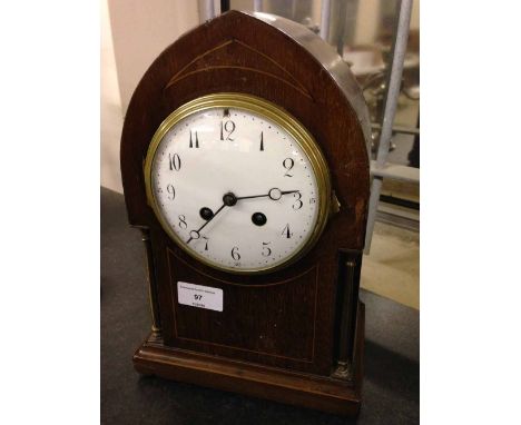 French antique wooden mantle clock by Japy Freres.  