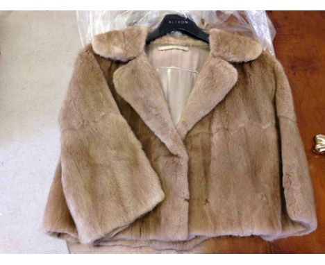 Vintage ladies fur jacket - beige coney/rabbit - approx size 8-10.  