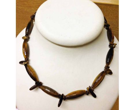 Tigers Eye bead necklace, vintage beads cut with facets.  