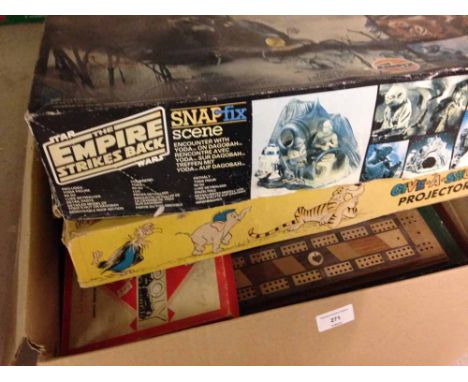 A 1981 Airfix Star Wars 'The Empire Strikes Back' snap-fix scene - incomplete. With a quantity of vintage games.  