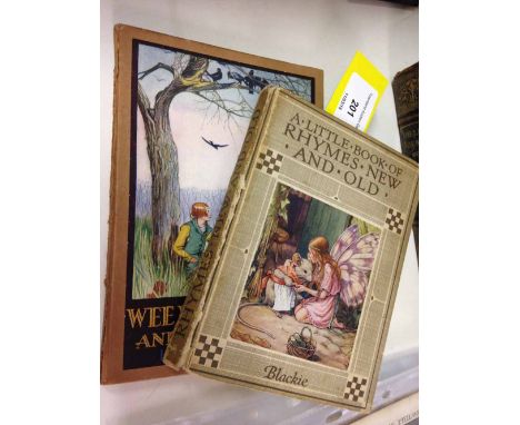 2 vintage illustrated childrens books - A little book of Rhymes New & Old by Cicely Mary Barker (1937 1st Edition) and Wee Wi
