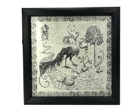 SCOTTISH SCHOOL, GLASGOW'S COAT OF ARMS, printed on ceramic tile, 50cm x 50cm Framed