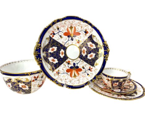 ROYAL CROWN DERBY 'IMARI' PATTERN PART TEA SERVICE, comprising eleven cups, twelve saucers, eleven side plates, two cake plat