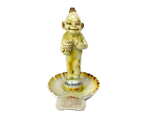 LATE 19TH CENTURY ROYAL STAFFORDSHIRE POTTERY WILKINSON VESTA STAND, modelled as an imp with basket on back, holding a pot an