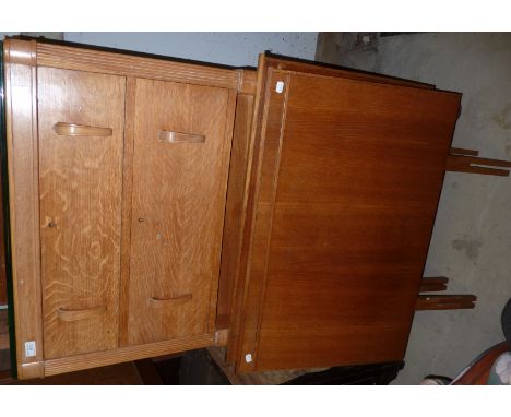 1920's light oak dressing chest, matching chest of drawers and bed heads