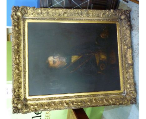 Large oil on canvas of a gentleman in masonic regalia in heavy gilt frame inscribed B Taylor 1851 by B R. Tomlinson