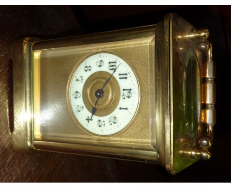 Brass cased carriage clock with enamel dial (a/f)