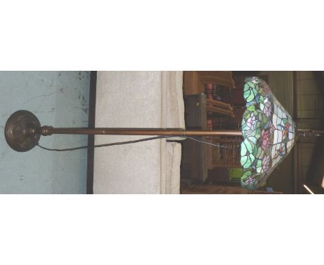Tiffany style standard lamp with lead glazed shade