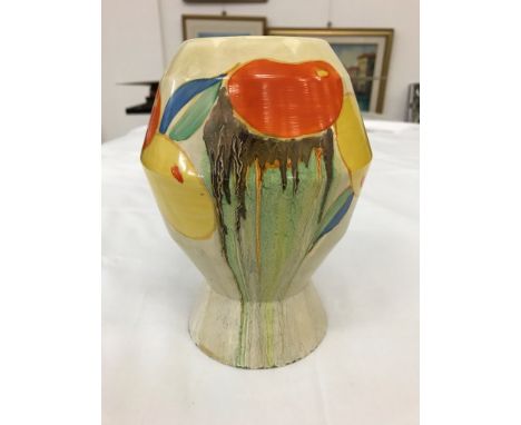 A Clarice Cliff 'Delecia' pattern Bizarre vase (minor chip to base)