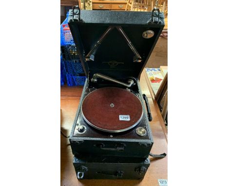 Two vintage Columbia record players 
