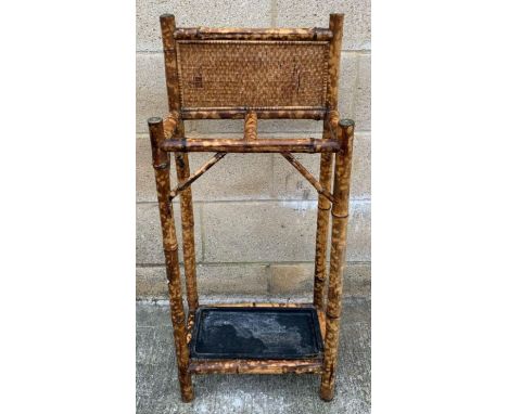 A Victorian tortoiseshell bamboo stick/umbrella stand, 92cm high, 39cm wide, 23cm deep