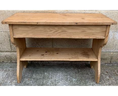 A Victorian side table, with hinged lid on bracket legs, 47cm high, 81cm long, 33cm wide