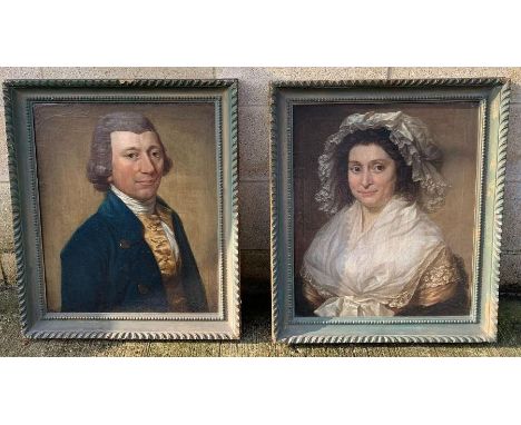 Late 18th century, English School,  portrait of James and Molly Pobjay, oil on canvas, 57cm x 47cm Local interest, Frome, Som