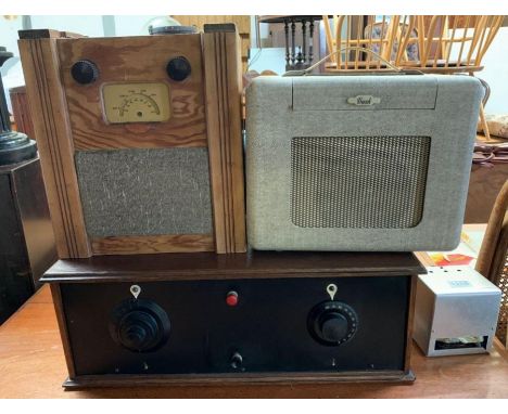 Two vintage radios, along with a switch and one other items 