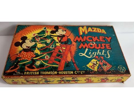 The British Thomson-Houston Co Ltd Mazda Mickey Mouse Lights, box containing twelve Mickey Mouse scenes and themed light dome