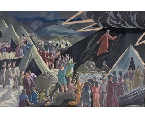 Thomas Nash (1891-1968) Preparatory Sketch for Moses Ascending the Mountain, signed lower right, watercolour and ink, 35 x 51