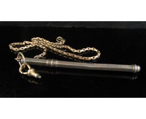 A gold watch chain a/f stamped 9ct, 6.9g hung with a swizzle stick