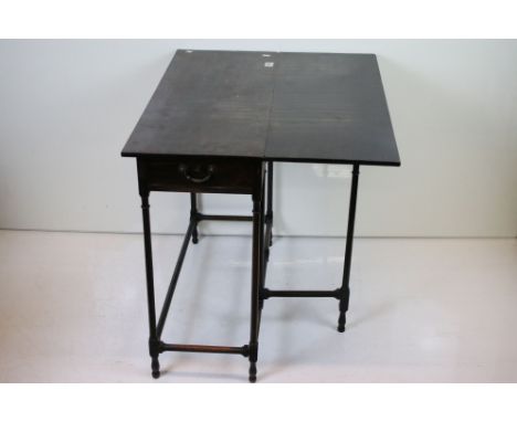19th century Mahogany Single Flap Gate-leg Table raised on spider leg supports, drawer to one end, 81cm long x 74cm high 