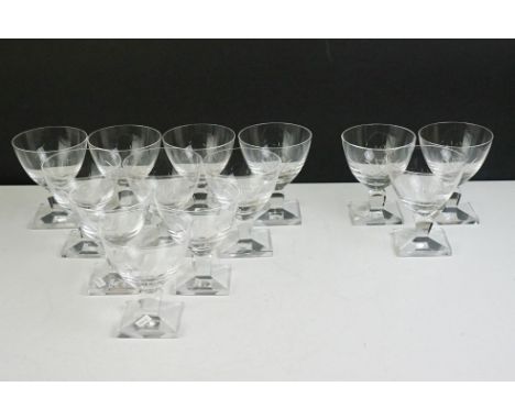 13 Orrefors of Sweden Nils Landberg sorbet/ sundae glasses, approx 10.5cm tall 