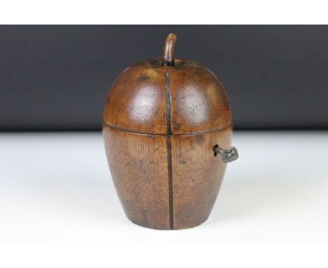 A Georgian style fruit wood melon shaped tea caddy. 