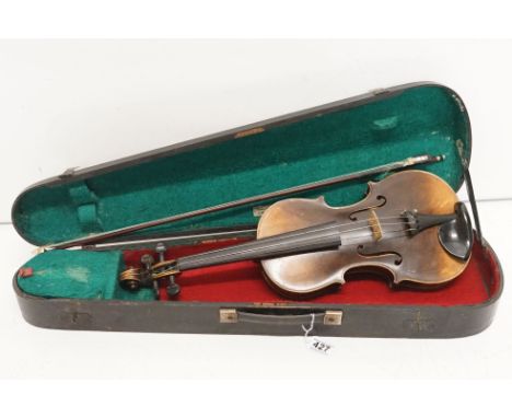 Violin, label inside 'Antonius Stradivarius Cremonenfis Faciebat Anno 1698 ATS', with bow and hardcase with label 'Rushworth 