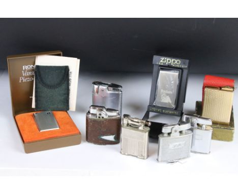 A small collection of vintage pocket lighters to include Zippo &amp; Ronson examples. 