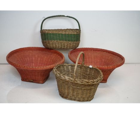 A collection of 4 vintage wicker baskets. 