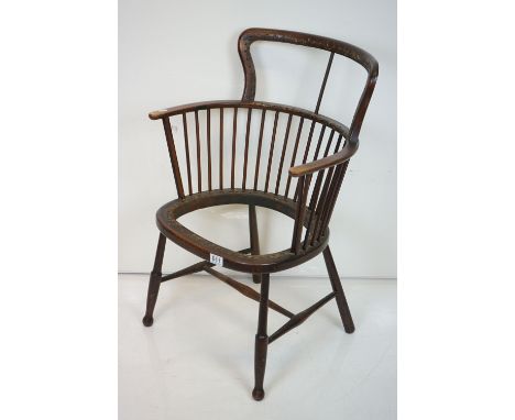 19th century Comb Back Elbow Chair, the back and seat in need of re-upholstering, 54cm wide x 80cm high