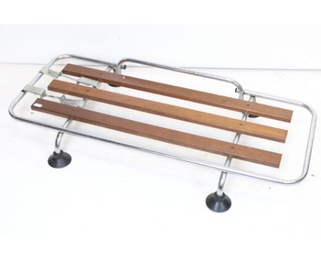 Vintage style Teak Slatted and Chrome Plated Vehicle Roof Rack, 91cm long x 49cm deep x 17cm high 