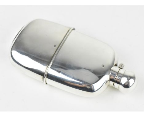 A George V silver hip flask by James Dixon &amp; Sons Ltd, Sheffield 1919, with removable drink cup to lower section, 14 cm l