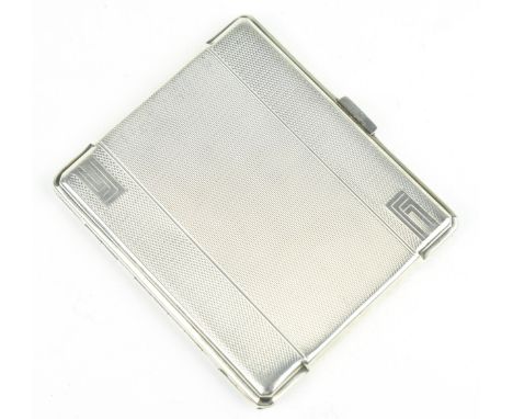 A George V silver cigarette case by Asprey &amp; Co Ltd, 1933 Chester, of rectangular form with engine turned exterior and gi
