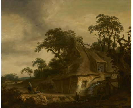 VRIES, ROELOF JANSZ VAN1631 Haarlem - nach 1681 AmsterdamTitel: Alte Wassermühle unter Eichbäumen. Technik: Öl auf Holz. Maße