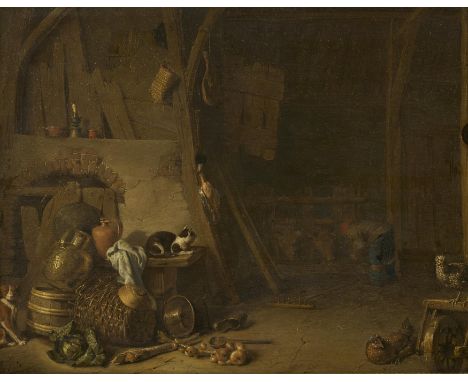 SORGH, HENDRIK MARTENSZRotterdam 1611 - 1670Titel: Stallinterieur. Technik: Öl auf Holz. Maße: 37,5 x 48,5cm. Bezeichnung: Si