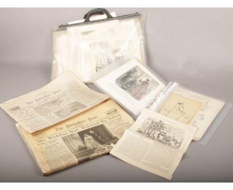 A collection of vintage ephemera, The Yorkshire Post 1944 1947, 1948, 1953 editions etc, Punch's Almanack for 1903,1920's cli