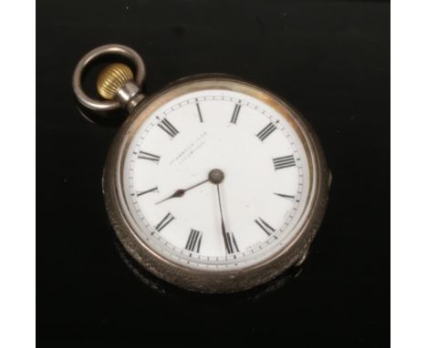 A Continental silver cased fob watch with enamel dial.  Clean but nor running.