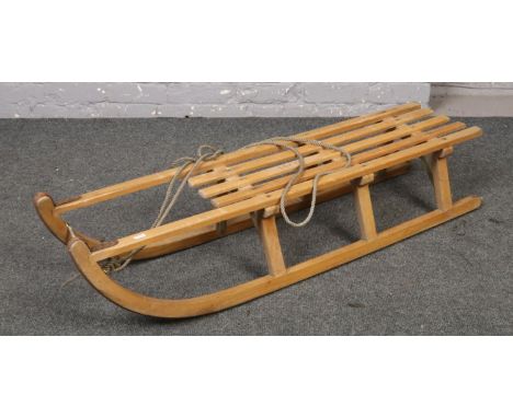 A vintage Davos wooden sledge.  