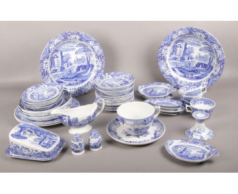 A collection of Copeland Spode's Italian to include cheese dish, salt &amp; pepper pots, gravy jug, large cup &amp; saucer, l