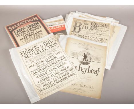 A collection of vintage sheet music,The King &amp; I, Sierra Sue, Bound to Win examples  