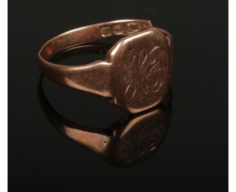 A rose gold signal ring for scrap. 2.57g  Ring snapped.